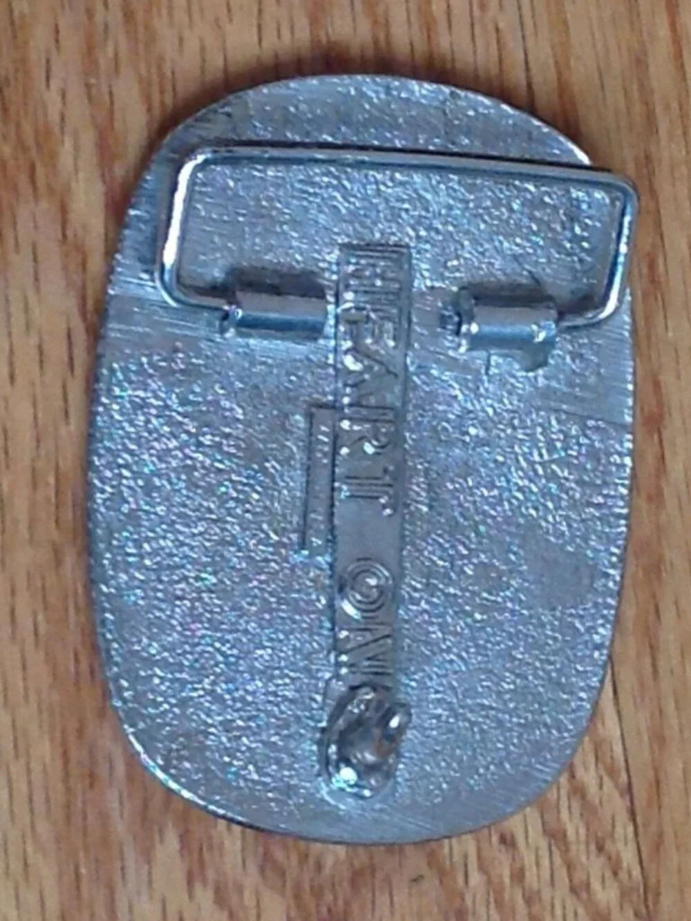 VINTAGE HEART ON PRESSED FLOWER SILVER METAL BELT BUCKLE MADE IN USA WOMENS 3